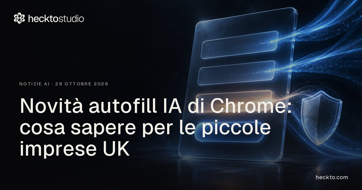 Aggiornamento dell’autofill IA di Chrome illustrato con dati Gmail accanto a un modulo online